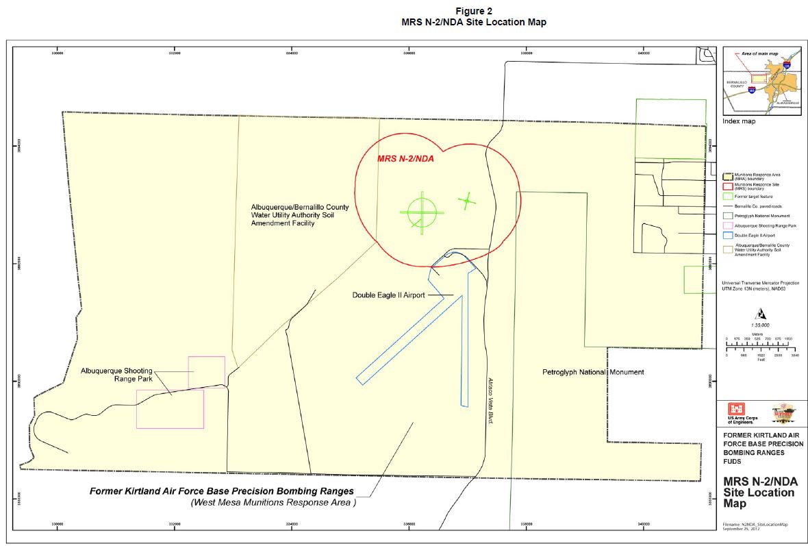 Map showing location of N2/NDA in relation to the Double Eagle II airport.